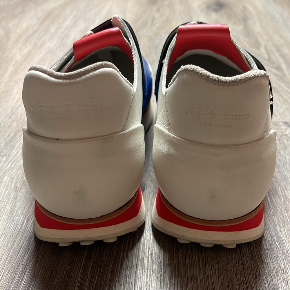 Rag & Bone Dylan Women’s Leather Elastic Runner in White & Blue Size 8.5 - Picture 11 of 14